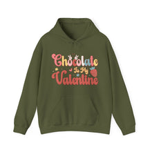 Load image into Gallery viewer, Chocolate Is My Valentine Hooded Sweatshirt / Valentine's Day Hooded Sweatshirt