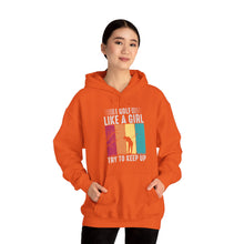 Load image into Gallery viewer, I Golf Like a Girl Try to Keep Up Hooded Sweatshirt, golf Hooded Sweatshirt /Unisex Heavy Blend™ Hooded Sweatshirt