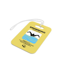 Load image into Gallery viewer, Yellow Reusable swim meet heat Tags for Christian swimmers with Bible verses Philippians 4:13