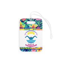 Load image into Gallery viewer, Personalized Lilly 6 Floral swim bag Tags with swim meet heat/ Custom Reusable swim meet heat Tags

